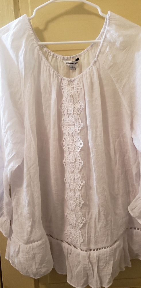 White Ruffle and lace top